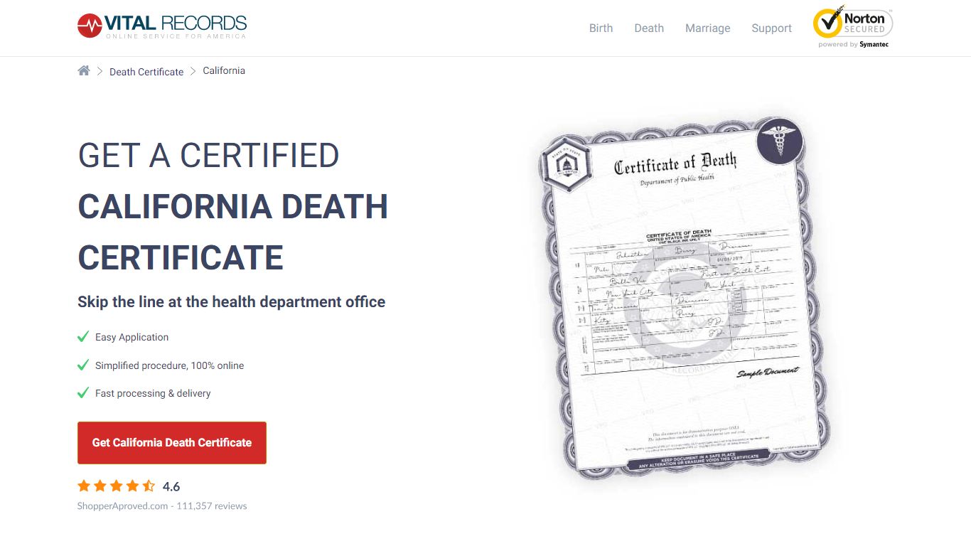 Official California Death Certificate | Get Your Death Records